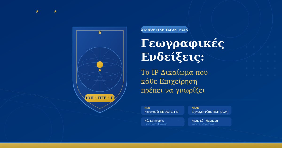 Γεωγραφικές Ενδείξεις: Το «κρυφό» IP δικαίωμα που αξίζει να γνωρίζει κάθε ελληνική επιχείρηση